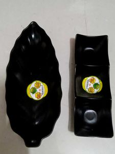 Melamine Leaf-Shaped Platter & Chutney Plat