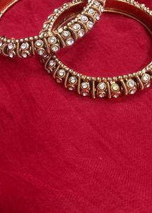 Partywear Golden Kada And Grey Bangles Combo