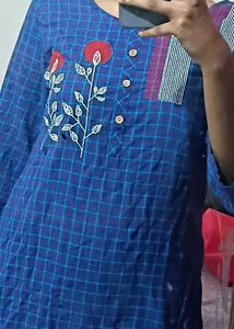 Blue Plaid Embroidered Tunic