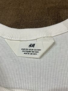 h&amp;m White Ribbed Tank Top