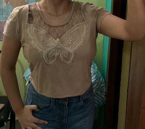 Embroidered Butterfly Top