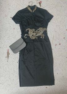 Elegant turquoish Black Ethnic Gown
