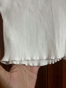 White Ribbed Mock Neck Tank