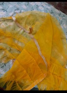 Orange Ruffle Dupatta