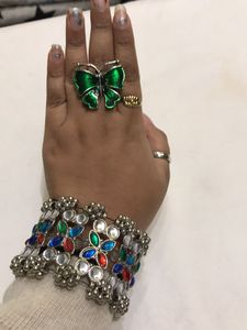 Oxidised Bangle With Ring