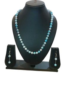 BLUE FIRE TREATED ACRYLIC BEADS NECKLACE