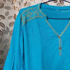 Blue Crepe Top