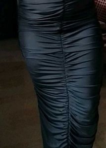 A-line Ribbed Gathered Skirt