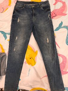 RIBBED DENIM SLIM FIT HIGH RISE