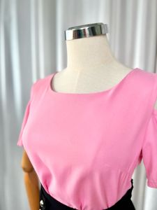 Pink Cold Shoulder Top