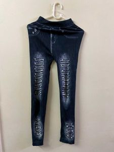 Dark Wash Denim Look Leggings