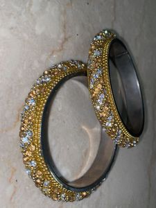 Heavy Metal Gold Kada Pair Size 2.5