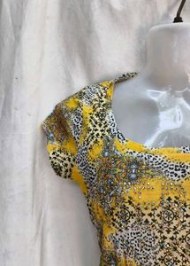 Yellow Printed Casual Top