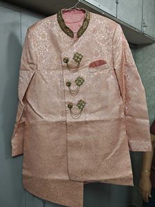 Embroided Wedding Sherwani Jacket & Matching Jutti