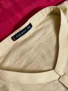 J.Junaid Jumshed Men Regular Yellow Cotton Kurta