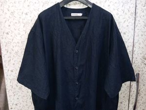 Relaxed Collarless Linen Shirt