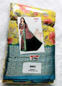 New Soft Dola Silk Saree With Blouse.  Elegant Flo