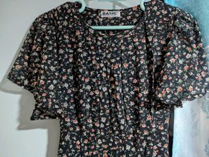 Black Mid Floral Dress
