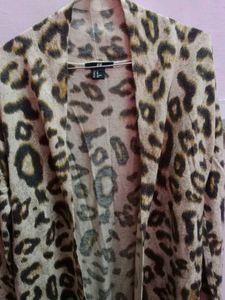 H&amp;M Leopard Print Front Open Cardigan