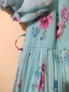 Floral Print Maxi Dress With Black Belt