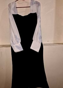 Black Dress with Floral Sleeves