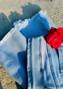 Blue Cotton Pants, With Aesthetic Styling