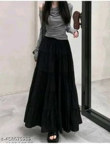 Elegant Tiered Black Maxi Skirt