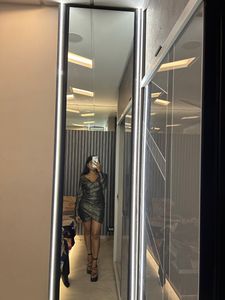 Party Shimmer Dress With V Neck &amp; Full Sleeve