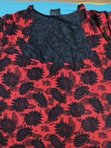 Red &amp; Black Floral Mini Dress