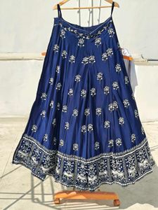 Blue Embellished Lehenga with cut dana and