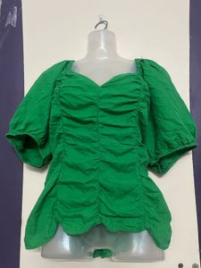 Bright Green AVA &amp; Viv Peasant Top with back Elast