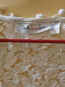 White Lace Shrug with Pom Poms