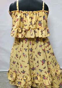 New/ Unused Floral Yellow Ruffle Dress For M Size