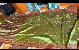 Olive Green Embroidery Work Saree