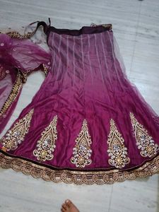 Heavy Work Lehanga Cum Saree With Stitched Blous