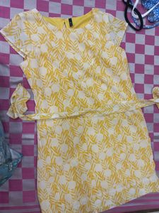 Yellow Dress With attached Inner
