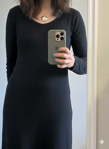 Korean Black Long Dress