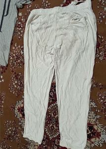 Zara White Linen Blend Drawstring Pants