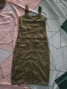 Olive Green Button-Down Dress