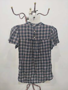 Plaid Mock Neck Top
