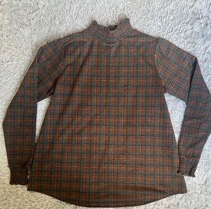 Vintage Plaid Mock Neck Top
