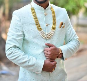 Mens Sherwani For Engagement/Wedding(Pista Colour)