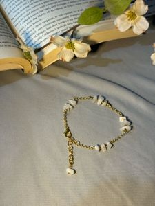 Gold & White Stone Bracelet