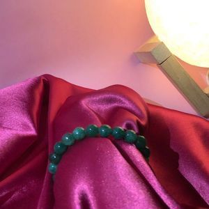 Real Crystal Green Jade Bead Bracelet