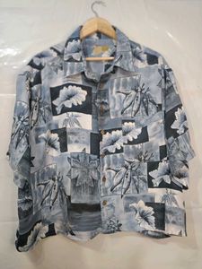 Caribbean Floral Print Cropped Shirt