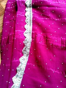 Purple Saree with Silver Border blouse size 44