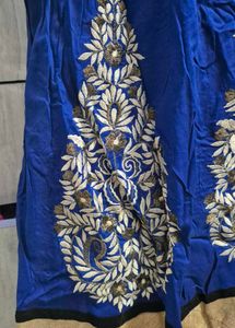 Blue &amp; Gold Embroidered Dress