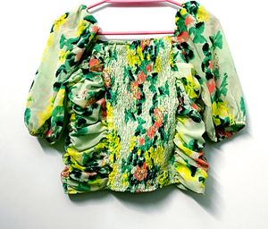 Floral Ruched Crop Top
