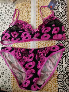 Pink & Black Bra Set