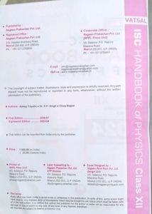 VATSAL ISC XII HANDBOOK PHYSICS